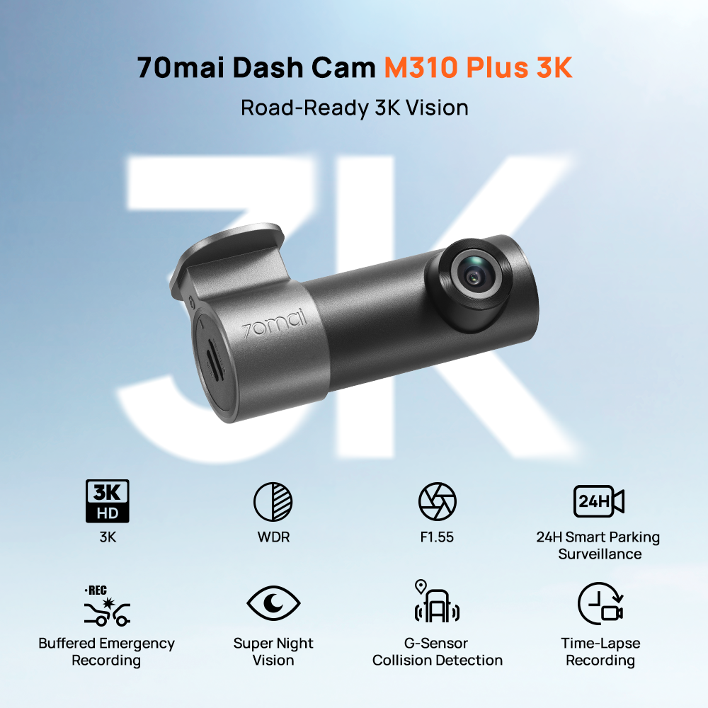 70mia-m 70mai M310 Plus 3K Car Dash Cam G-sensor Crystal Clear Day & Night Video - Image 1