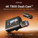 70mai 3 Channel Dash Camera T800 4K 4G Supported Front Cabin Rear View Voice Controlled Camera With 128GB Memory Card